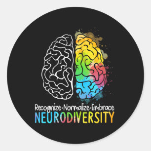 Sticker Rond Neurodiversité Spectre Autisme Asd Adhd Rainbow Br