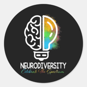 Sticker Rond Neurodiversité Spectre Autisme Asd Adhd Rainbow Br