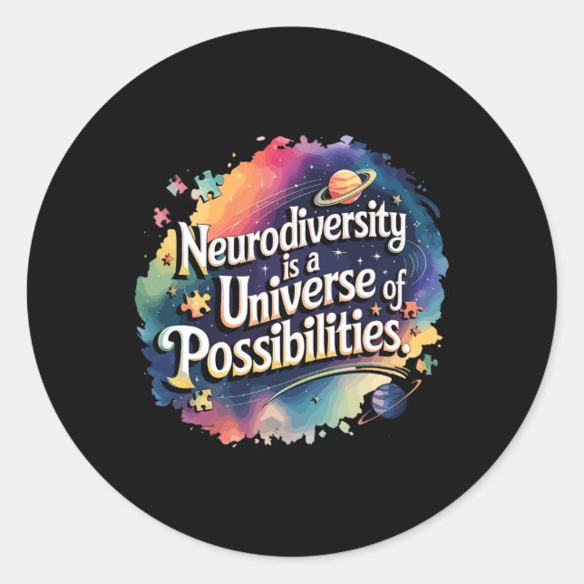 Sticker Rond Neurodiversité Univers Des Possibilités Space Aut (Devant)