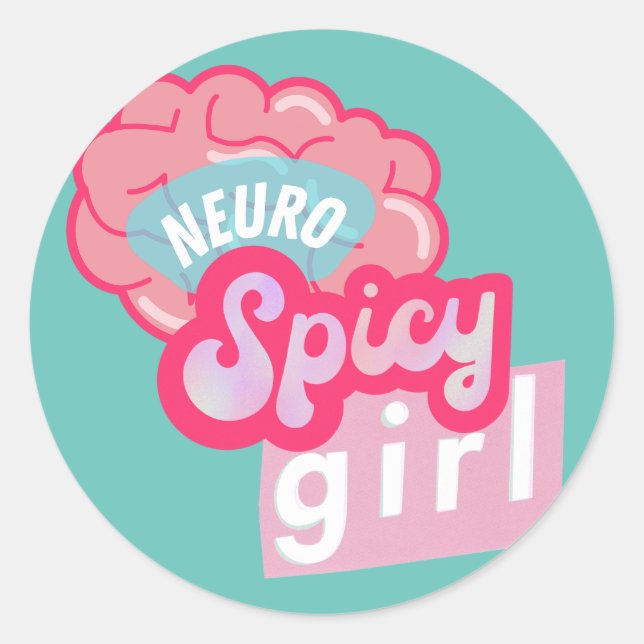 Sticker Rond 'NeuroSpicy girl' Neurodiversité (Devant)