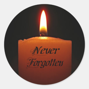 Sticker Rond Never Forgotten Remembrance Candle Flame
