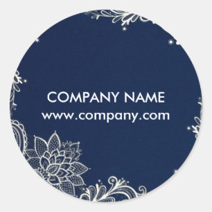 Sticker Rond New Age Yoga marine bleu henné bohème dentelle