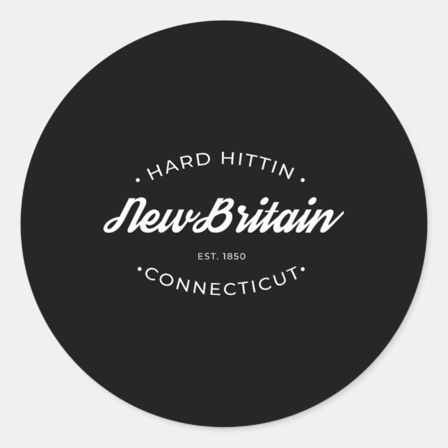 Sticker Rond New Britain Ct Hard Hittin  (Devant)