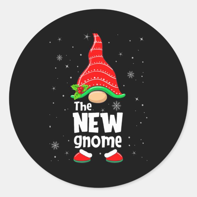 Sticker Rond New Gnome Matching Family Group Christmas Party Pa (Devant)
