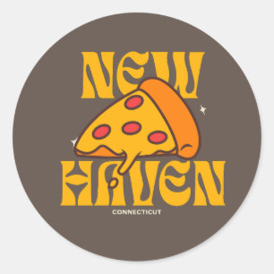 Sticker Rond New Haven Apizza CT Connecticut Pizza