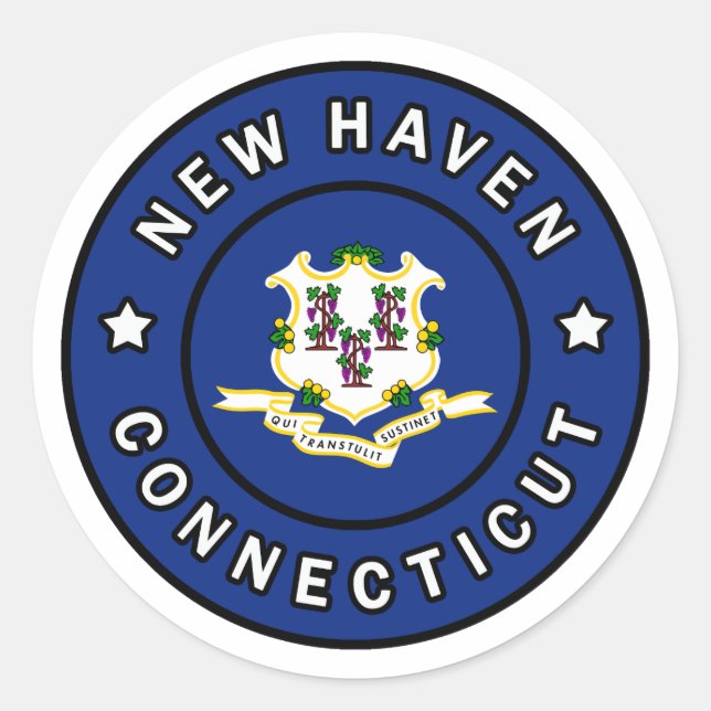 Sticker Rond New Haven Connecticut (Devant)