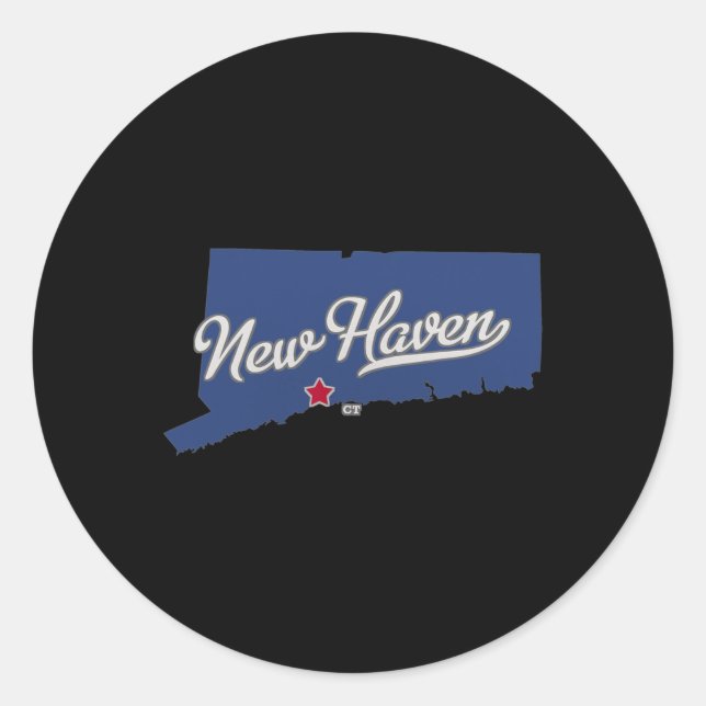 Sticker Rond New Haven Connecticut Ct Map  (Devant)