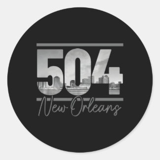 Sticker Rond New Orleans 504 Indicatif régional Skyline Louisia