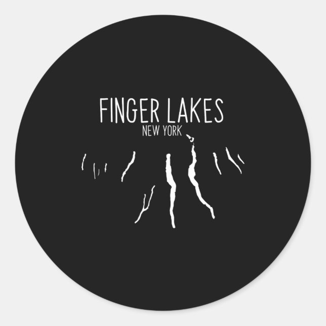 Sticker Rond New York Finger Lakes Map Design  (Devant)