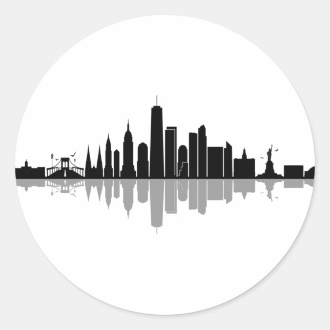 Sticker Rond NEW YORK Manhattan USA City Skyline (Devant)
