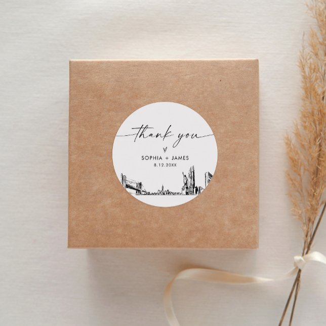 Sticker Rond New York Merci Favor 3" (feuille de 6) (Créateur téléchargé)