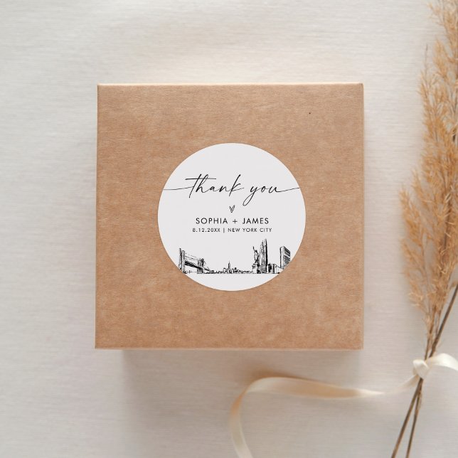 Sticker Rond New York Merci Favor 3" (feuille de 6) (Créateur téléchargé)