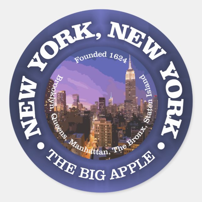 Sticker Rond New York, New York (villes) (Devant)