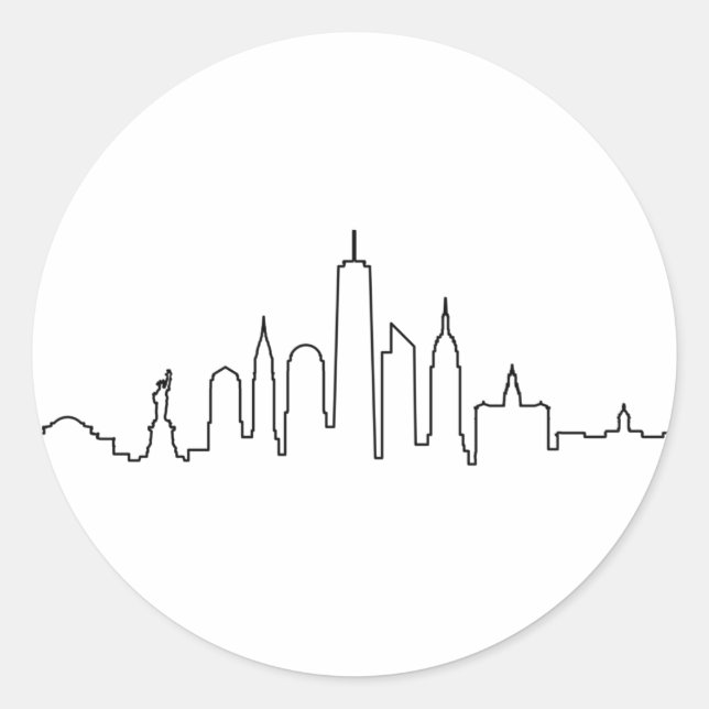 Sticker Rond NEW YORK NYC Manhattan USA City Skyline Silhouette (Devant)