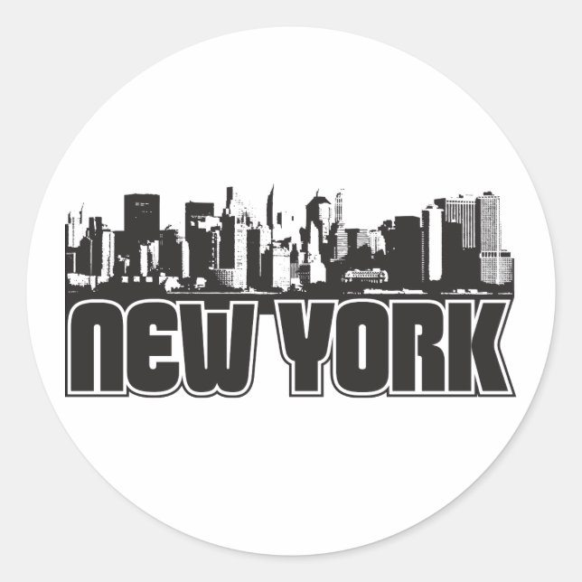 Sticker Rond New York Skyline (Devant)