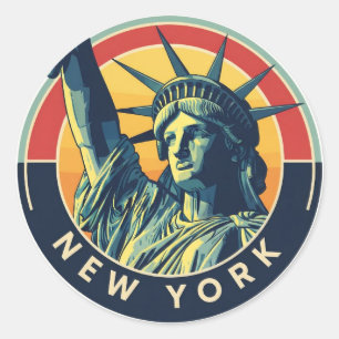 Sticker Rond New York Statue de la Liberté Voyage
