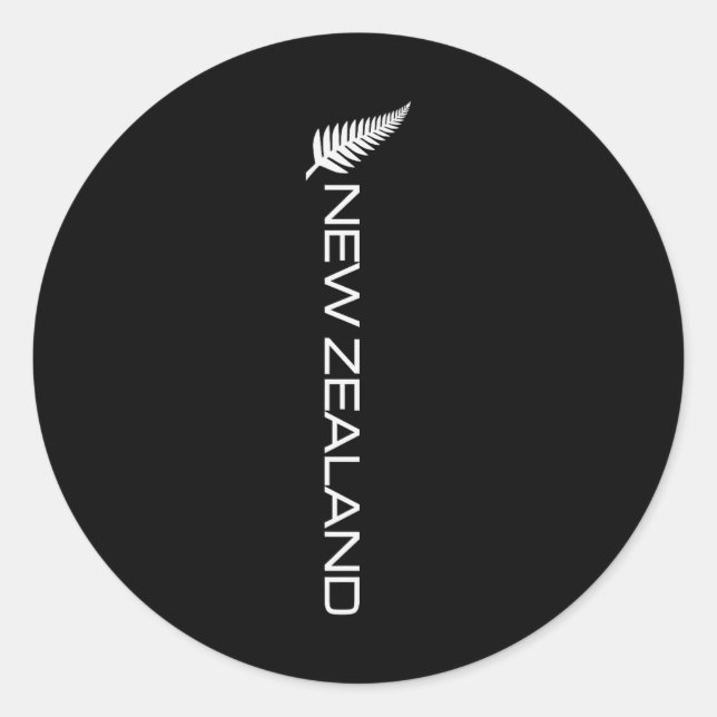 Sticker Rond New Zealand Fern Flag Athletic Srts Vertical Style (Devant)