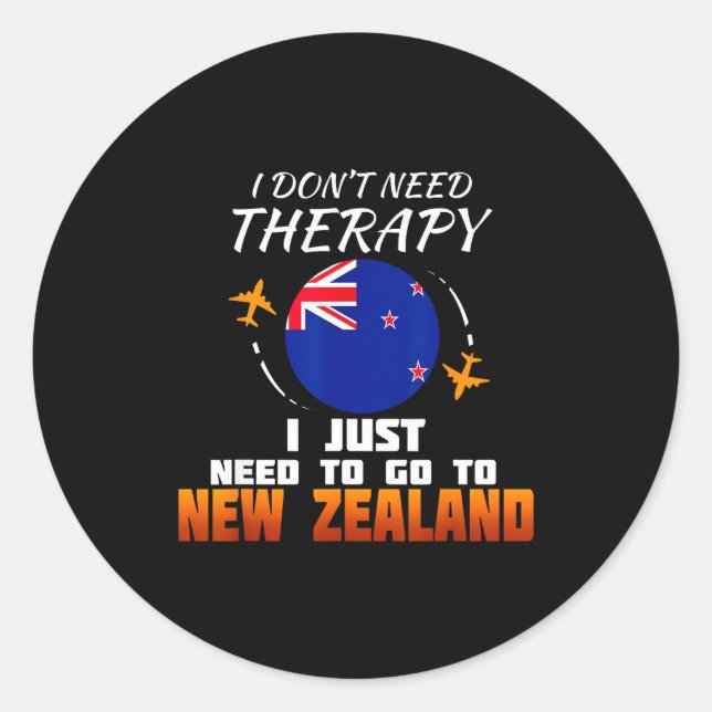 Sticker Rond New Zealand Flag I Vacation I Funny New Zealand  (Devant)