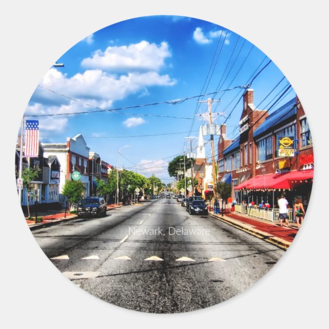 Sticker Rond Newark, Delaware (Devant)