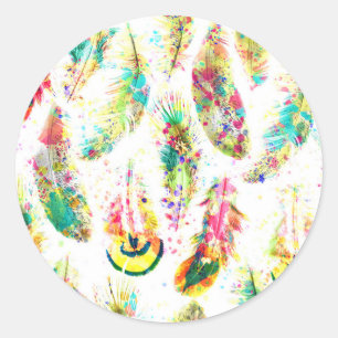 Sticker Rond Nez de plumes cool à l'aquarelle tendance