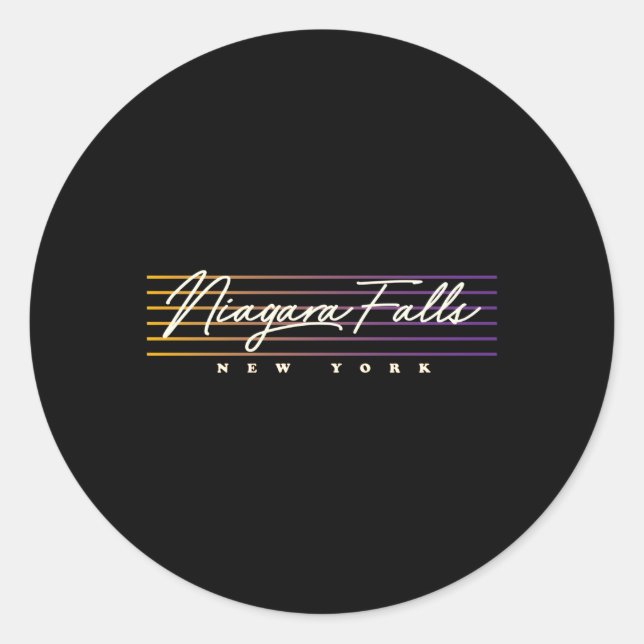 Sticker Rond Niagara Falls Style New York (Devant)