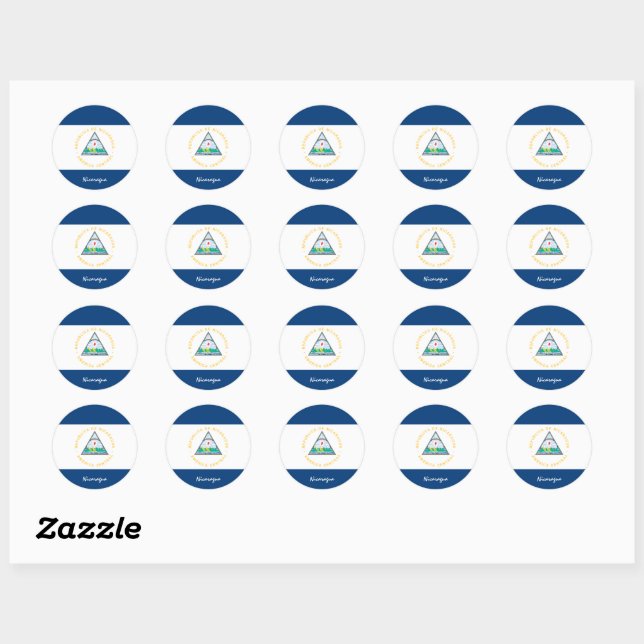 Sticker Rond Nicaragua & Nicaragua drapeau patriotes / sports (Feuille)