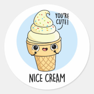 Sticker Rond Nice Cream Funny Glace Cream Pun