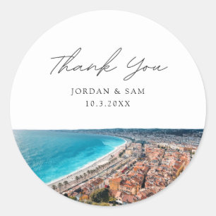 Sticker Rond Nice France Mariage Favor Photo Merci