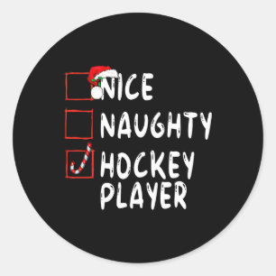 Sticker Rond Nice Joueur de hockey vilain Noël Père Noël