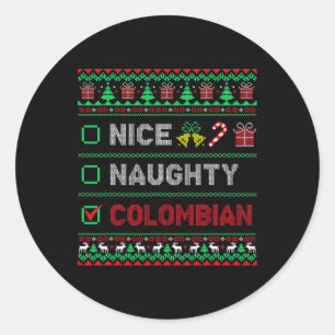 Sticker Rond Nice Naughty Colombian Christmas Checklist Colombi