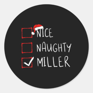 Sticker Rond Nice Naughty Miller Liste de Noël Xmas Père Noël C