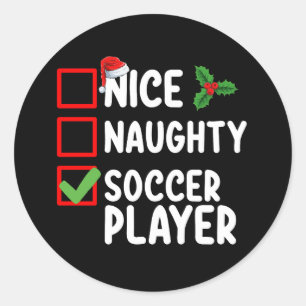 Sticker Rond Nice Naughty Soccer Joueur Noël