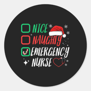 Sticker Rond Nice Naughty Urgence Infirmière Liste de Noël Er X