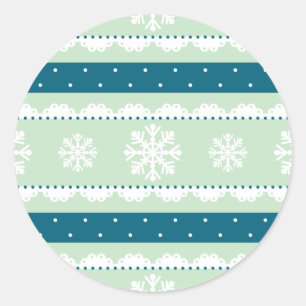Sticker Rond Nice Noël Mint vert Snowflakes blanc Motif