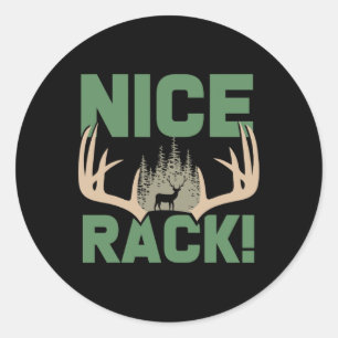Sticker Rond Nice Rack Antlers Deer Drôle Chasse Humour
