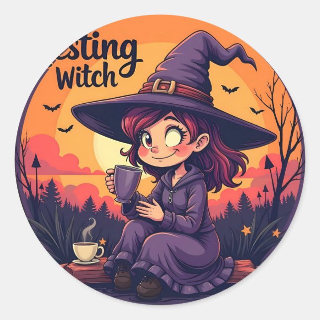 Sticker Rond Nice witch  (Devant)