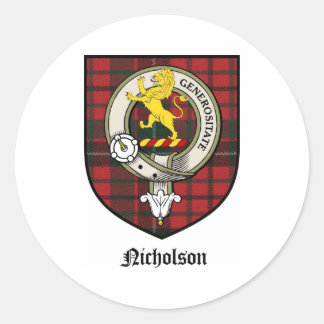 Sticker Rond Nicholson Clan Crest Badge Tartan