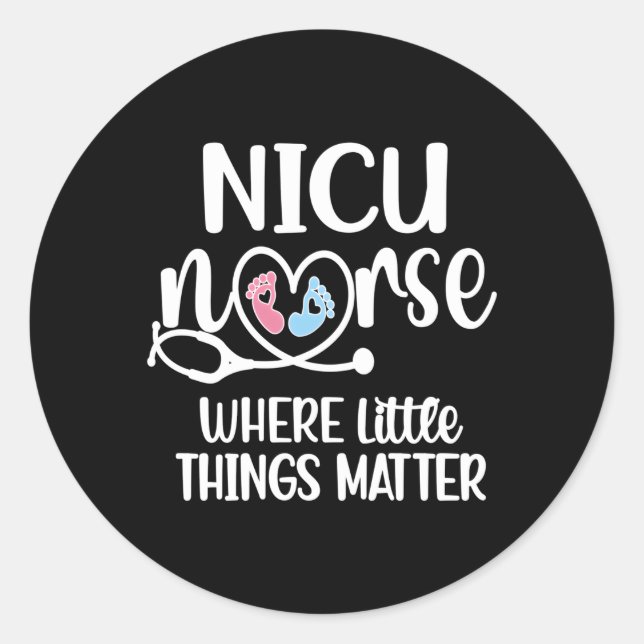 Sticker Rond Nicu Infirmière Unité de soins intensifs néonatals (Devant)