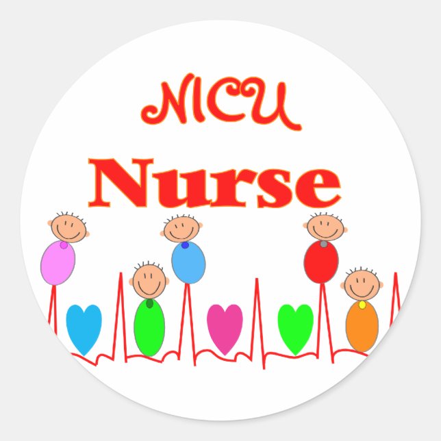 Sticker Rond NICU Nurse—Carte graphique adorable pour bébé (Devant)