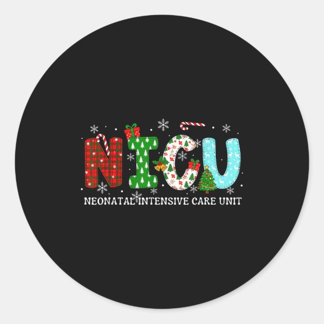 Sticker Rond Nicu Nurse Christmas Neonatal Intensive Care Unit  (Devant)