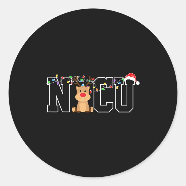 Sticker Rond Nicu Nurse Christmas Reindeer Festive Nurse Gift  (Devant)