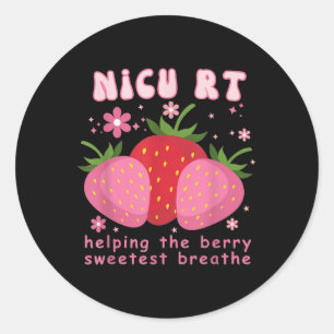 Sticker Rond Nicu Rt fraise rose sucrée fraises Nurse W