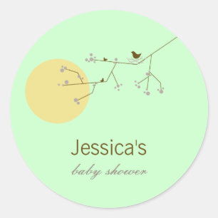 Sticker Rond Nidification de la famille d'oiseaux sur les branc