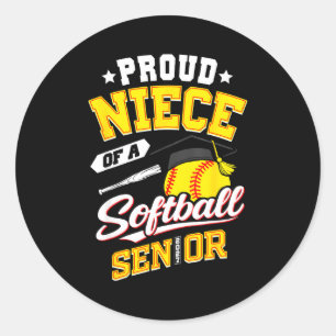 Sticker Rond Nièce fière d'une classe terminale de softball 202