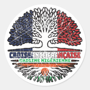 Sticker Rond Niger Nigeria France Drapeau des racines d'arbres