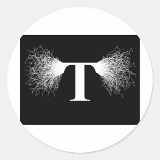 Sticker Rond Nikola Tesla - Tesla Coil - Éclair