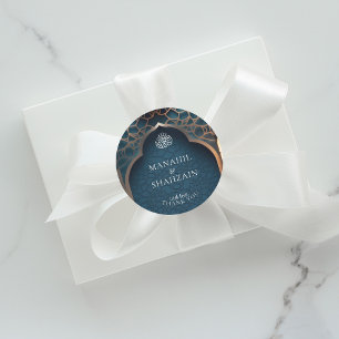 Sticker Rond Nil Bleu islamique 3D Arc Élégant Mariage Faveur