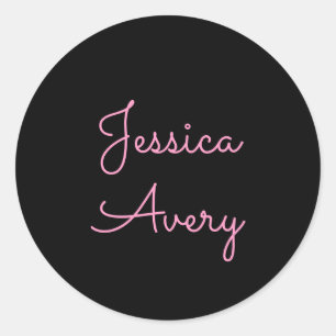 Sticker Rond N'importe quel nom   Joli script rose éditable sur