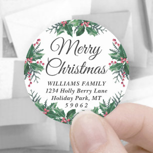 Sticker Rond N'Importe Quel Texte Holiday Holly Round Return Ad