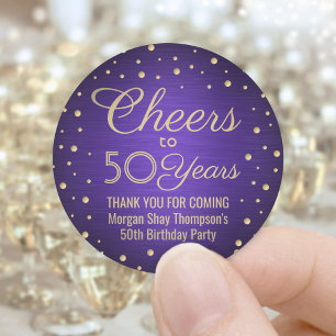 Sticker Rond N'IMPORTE QUELLE Oeuvre D'Anniversaire Brossé Purp